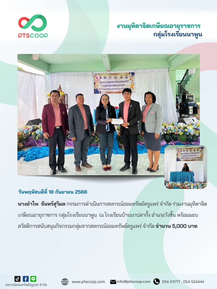 งานมุทิตาจิตเกษียณอายุราชการ กลุ่มโรงเรียนนาพูน 2568